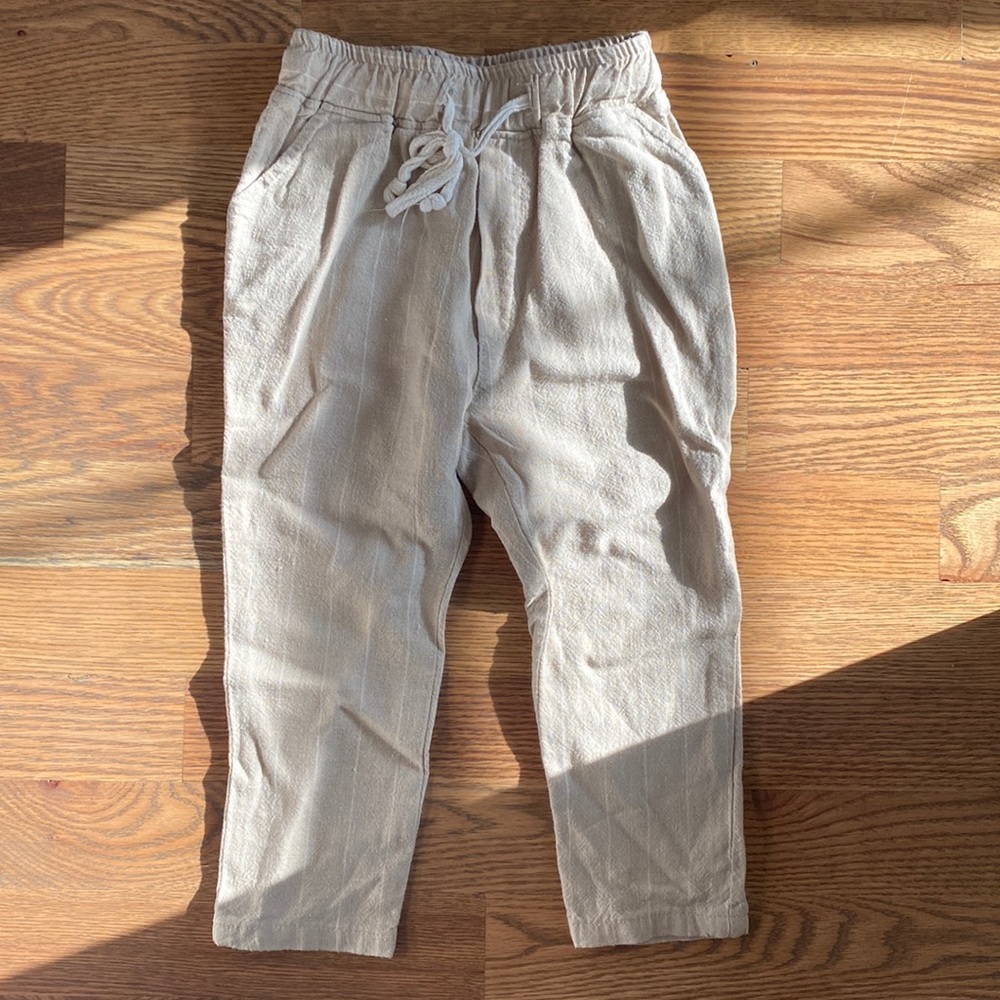 Fin and Vince 2/3T linen striped pants neutral colors